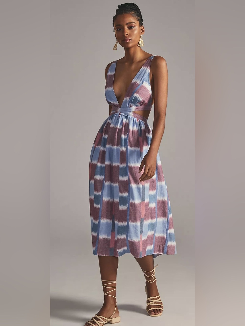 Anthropologie Deep-V Midi Dress Size Small